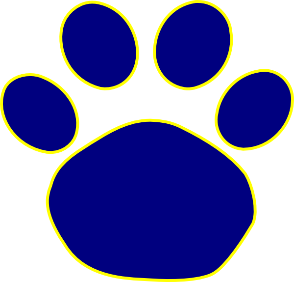 Jaguar Paw Print Clip Art Jaguar Paw Print In Gold - Blue And Gold Paw Prints (728x696)