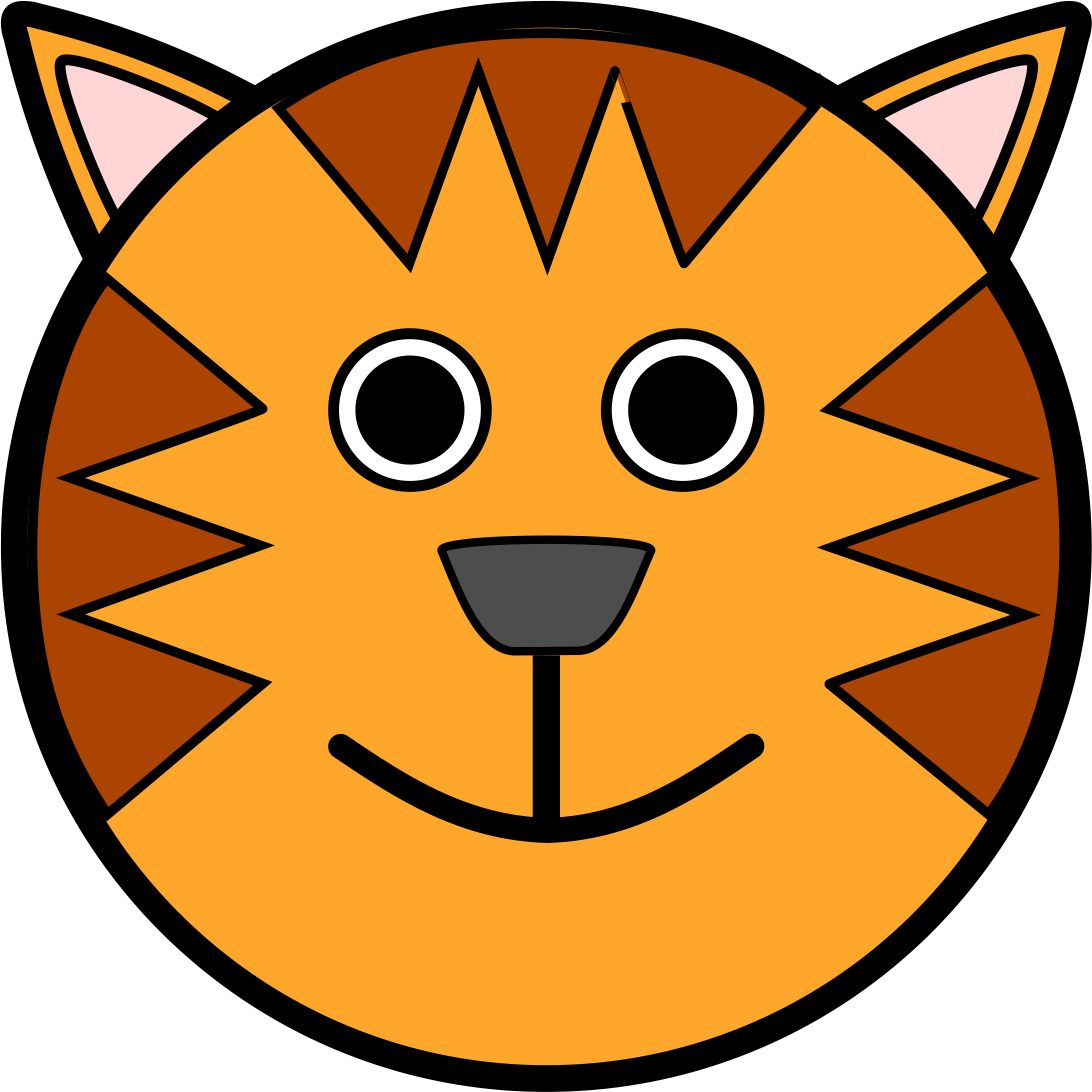 Tiger Face - Tiger Face Cartoon Drawing (2400x2400)