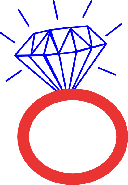 Diamond Ring Cubs Clear Blue Clip Art - Engagement Clip Art (414x599)