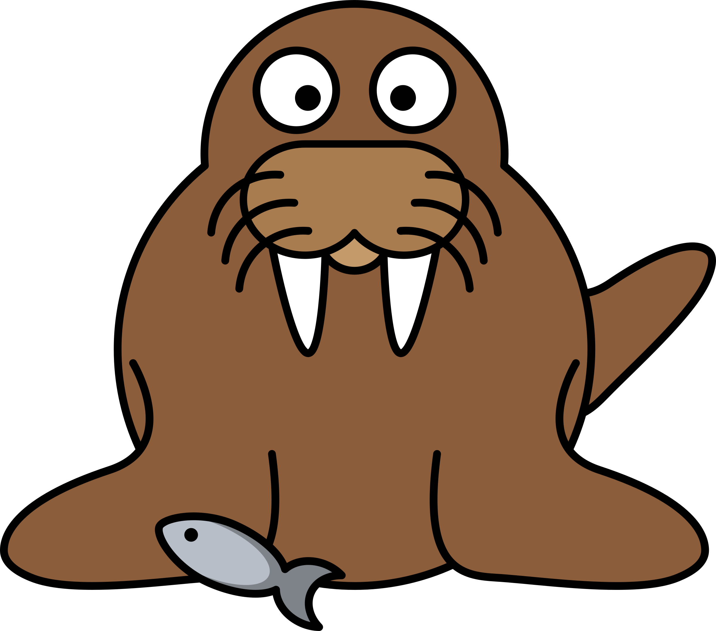 Walrus - Clipart - - Cartoon Walrus (2400x2117)