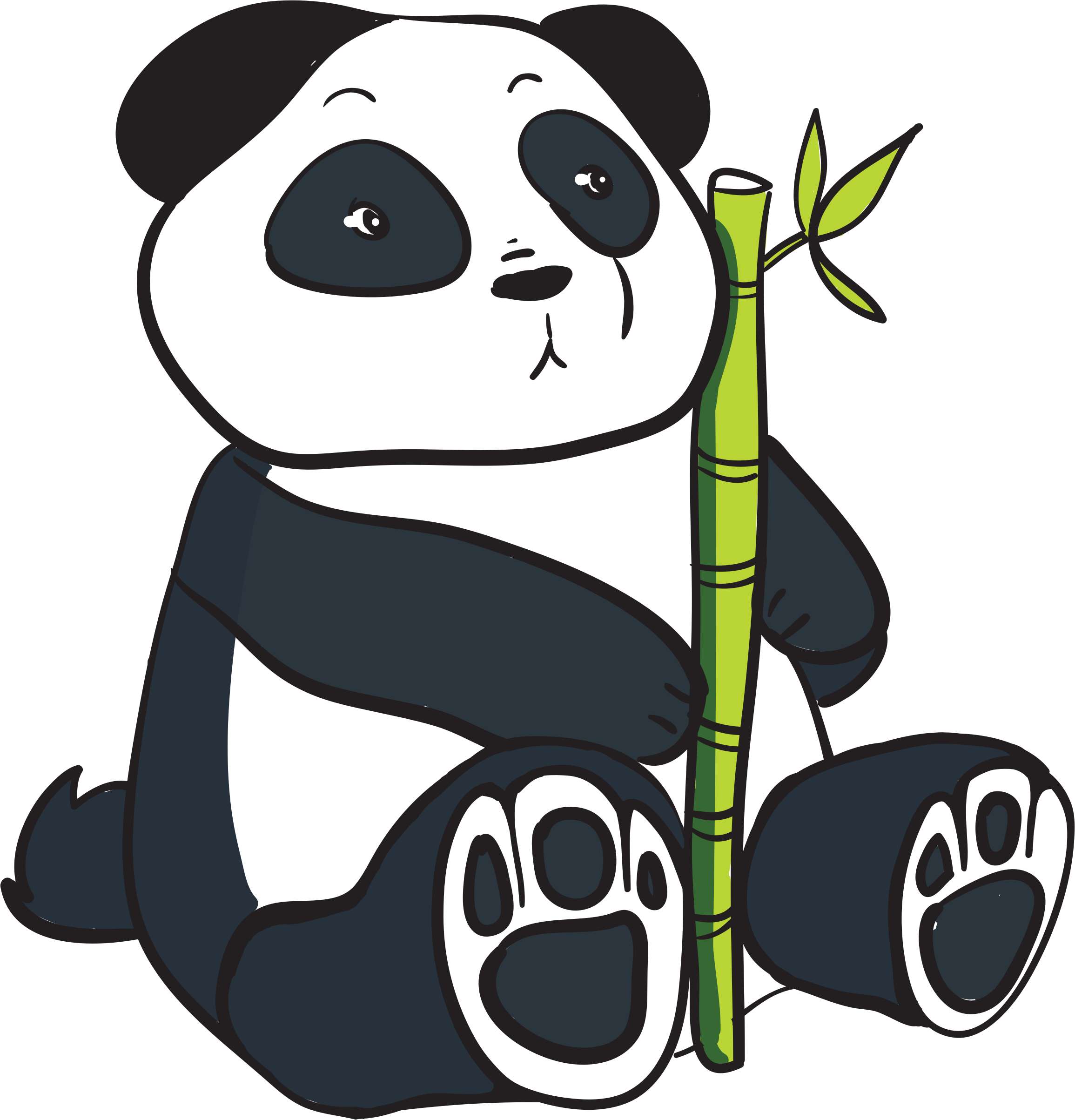 Panda Love You Teddy Bear Clipart Free Images - Cartoon Panda Holding Bamboo (2310x2406)