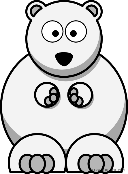 Small Bear Animal Free Black White Clipart Images Clipartblack - Cartoon Polar Bear (444x600)