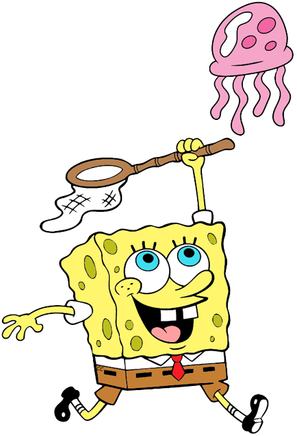 Spongebob, Garry Spongebob Chasing Jellyfish - Transparent Background Spongebob Png (434x636)