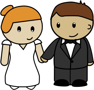 Image Of Bride And Groom Clipart - Bride And Groom Comic (378x362)