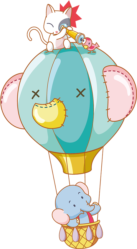 Cartoon Animal Clip Art - Hot Air Balloon With Animals (900x900)