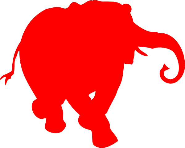 Elephant Silhouette Red Clip Art - Elephant Silhouette (600x479)