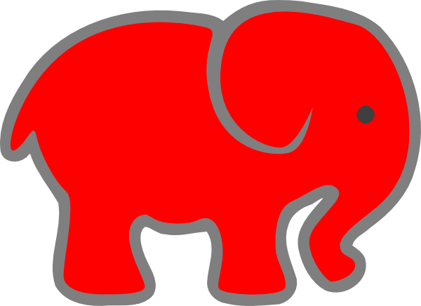 Red Baby Elephant Clip Art - Red Baby Elephant (600x436)