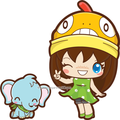 The Poke Fan And Baby Elephant By Mai2x Chan - Baby Elephant Chibi (400x399)