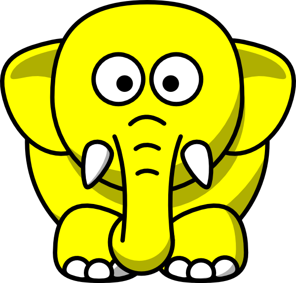 Yellow Elephant Clip Art - Black And White Clipart Animals (600x573)