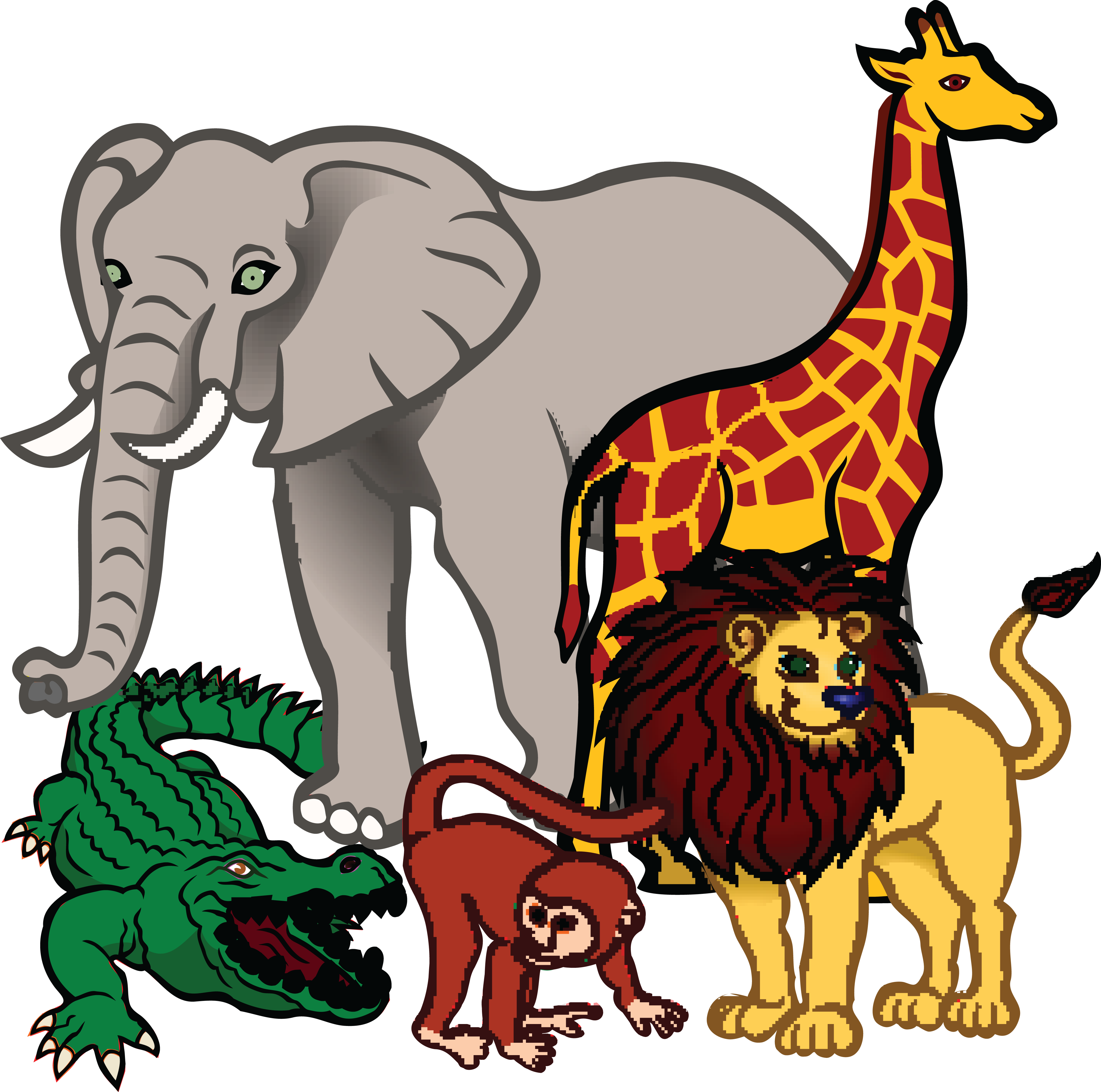Тигр лев жираф слон. Африканские животные. Мультяшные животные. Африканские животные для детей. Мультяшные картинки животных.