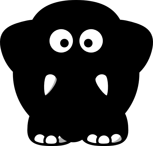 Black Elephant Cartoon Clip Art - Cartoon (600x573)