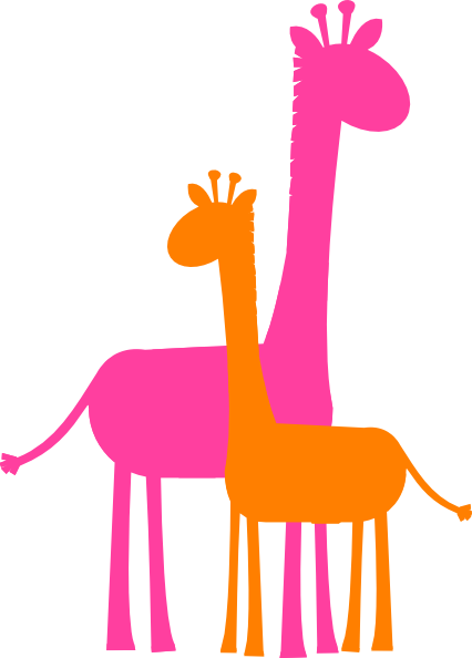 Giraffe Caricature Mother And Baby Giraffe Sillouette - Baby Giraffe Silhouette Png (426x594)