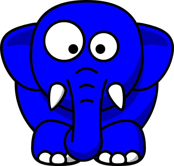 Baby Elephant Blue Clip Art - Black And White Clip Art Of Wild Animals (600x573)
