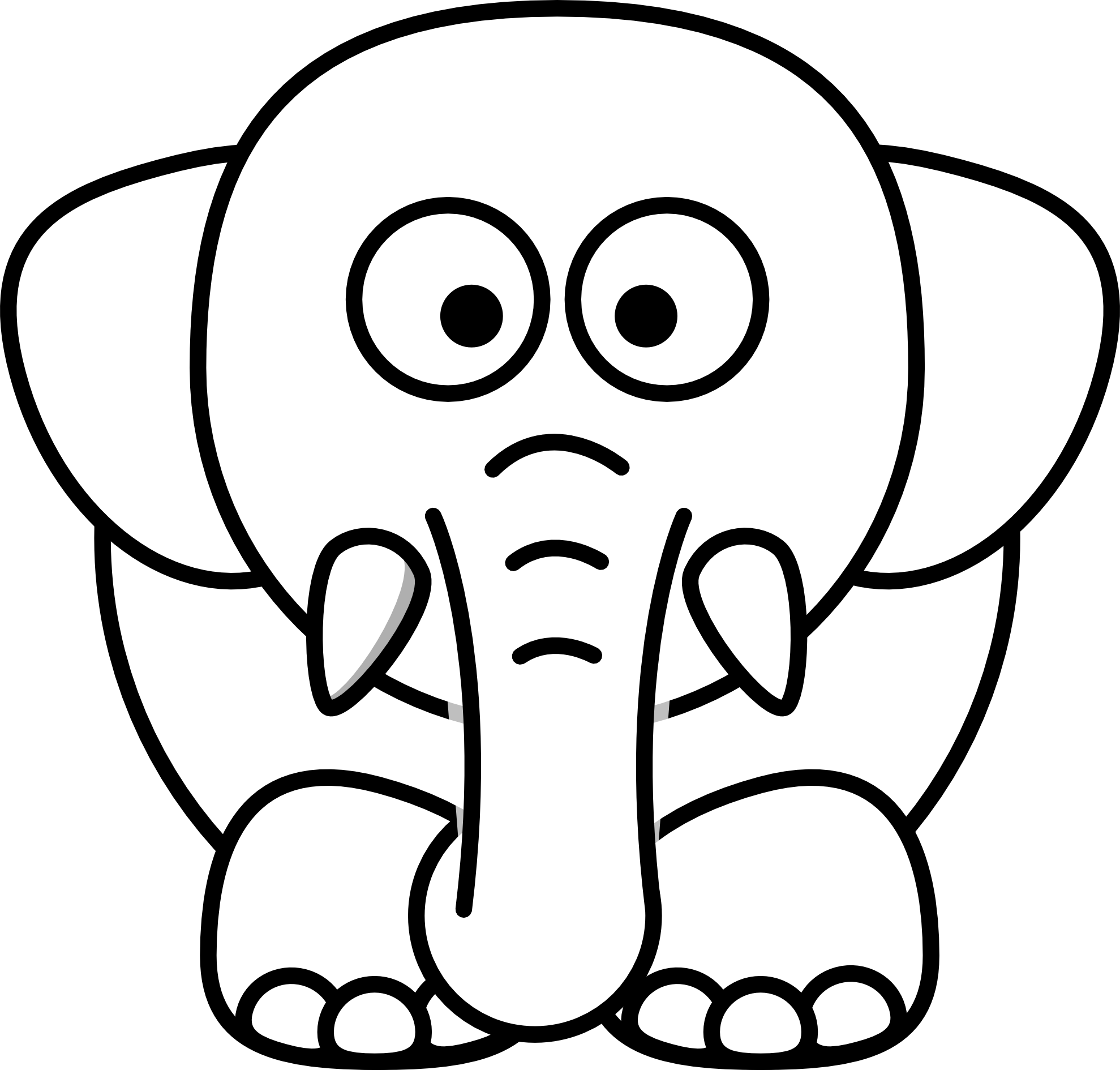 Clipartist Net Clip Art Lemmling Cartoon Elephant Black - Black And White Clipart Animals (1979x1890)