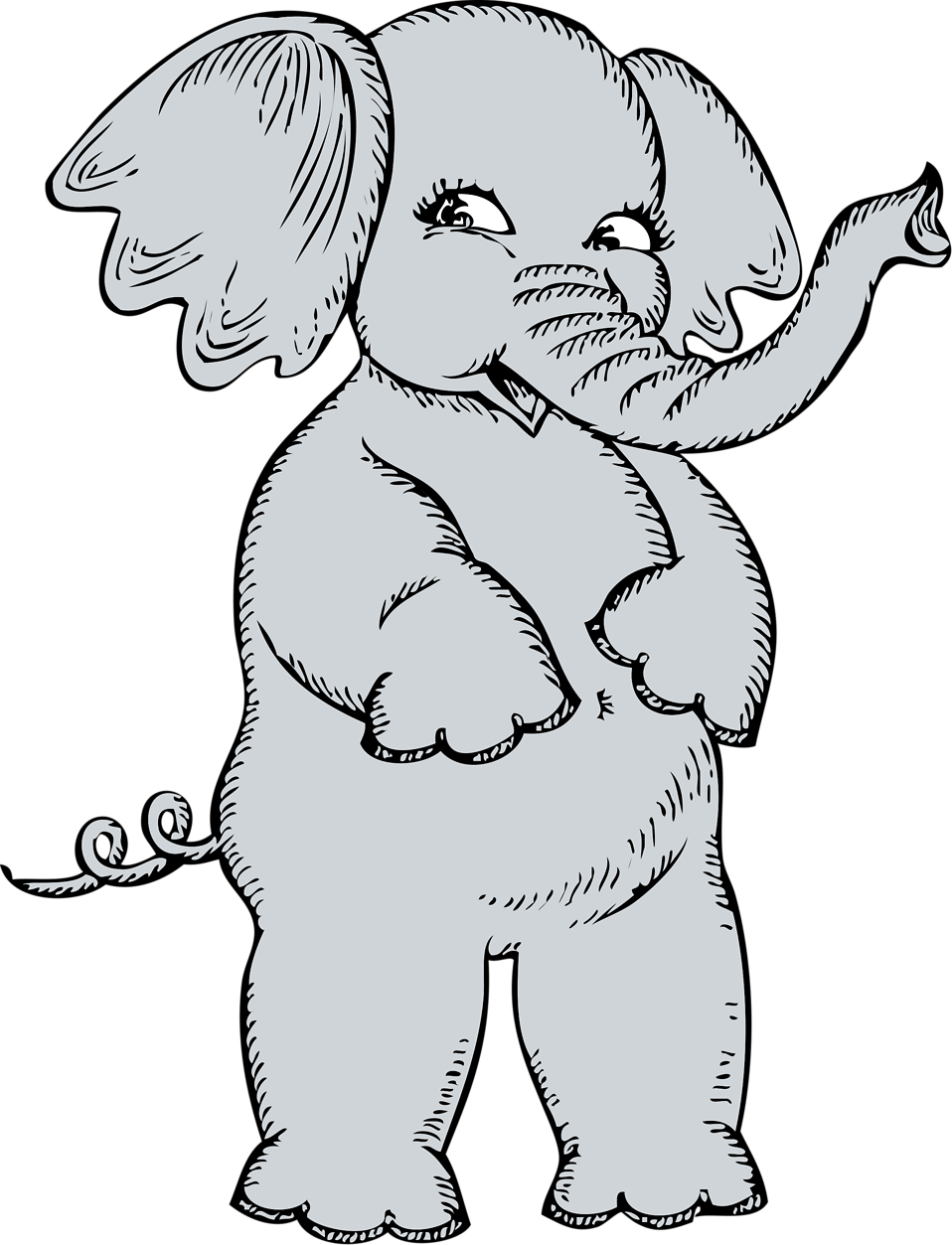 Elephant Clip Art Black And White, Elephant Clip Art - Draw A Standing Elephant (958x1253)