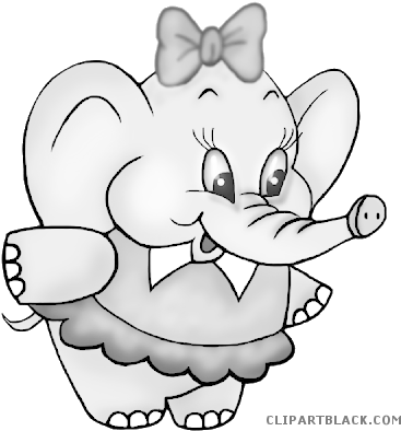 Baby Elephant Animal Free Black White Clipart Images - Clip Art (400x400)