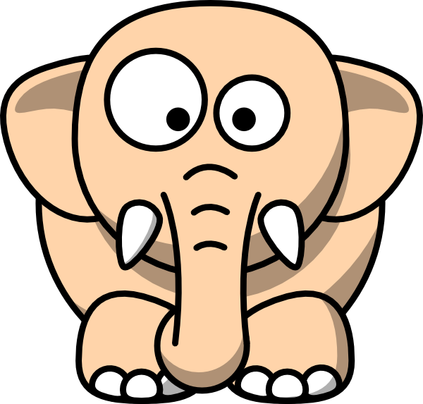 Baby Elephant Yellow Clip Art - Black And White Clipart Animals (600x573)