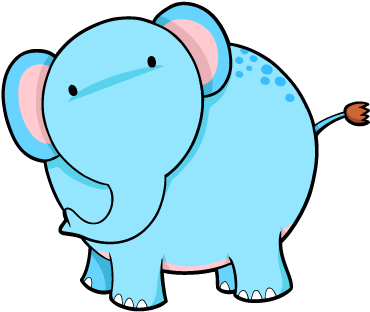 Cartoon Baby Elephants - Blue Elephant (422x370)