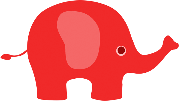 Red Clipart Baby Elephant - Red Elephant Clipart (600x339)