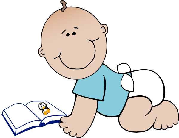 Baby Reading Clipart - Baby Reading Clip Art (600x464)