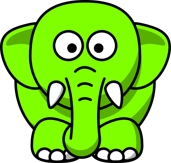 Lime Green Elephant Clip Art - Cartoon Elephant Transparent (600x573)