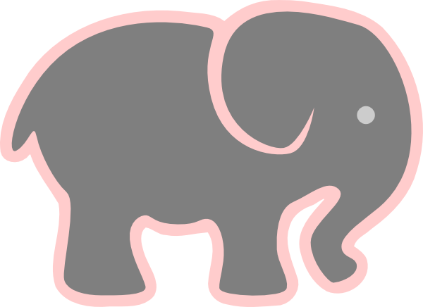 Grey Baby Elephant Clipart - Grey And Pink Elephants (600x436)