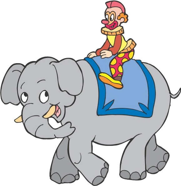 Pin Circus Elephant Clipart - Clown And Cartoon Elephant (600x600)