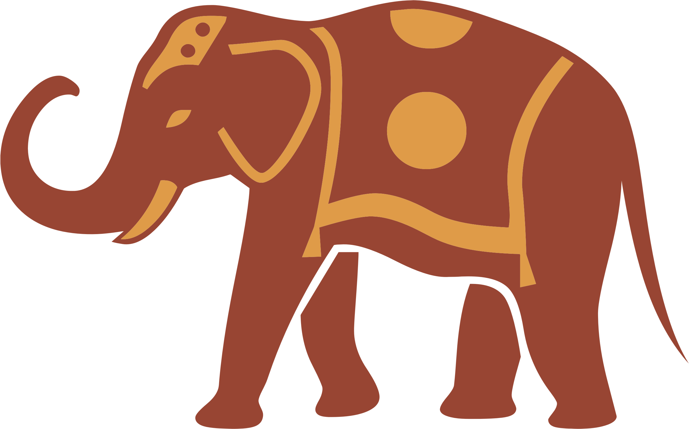 Ornamented Elephant Bclipart - Decorative Elephant Shower Curtain (2371x1479)