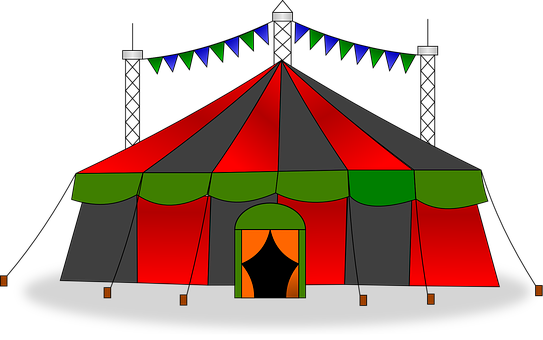 Circus Tent Big Top Show Stripes Carnival - Circus Clipart Png (543x340)