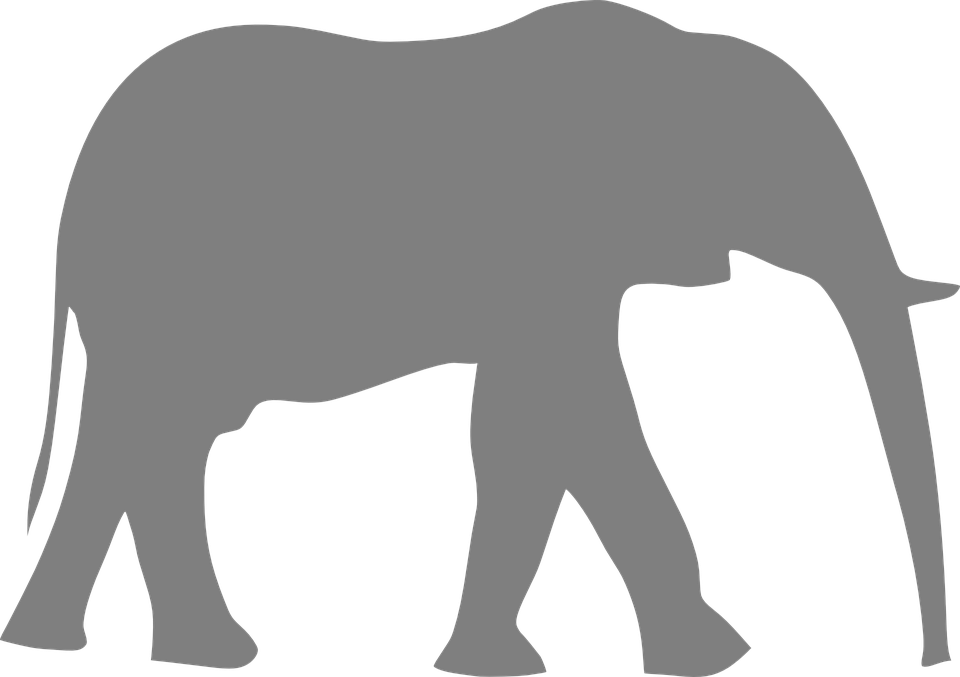 Elephant Silhouette Clipart Transparant Background - Elephant Clipart Black And White (960x677)