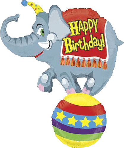 41" Giant Happy Birthday Circus Elephant Balloon - Circus Happy Birthday (418x500)