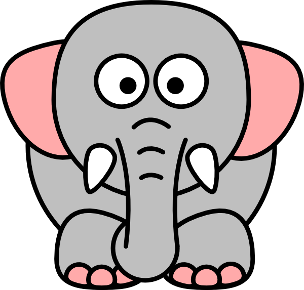 Cartoon Elephant Grey Pink Clip Art - Cartoon Pictures Of Elephant (600x573)