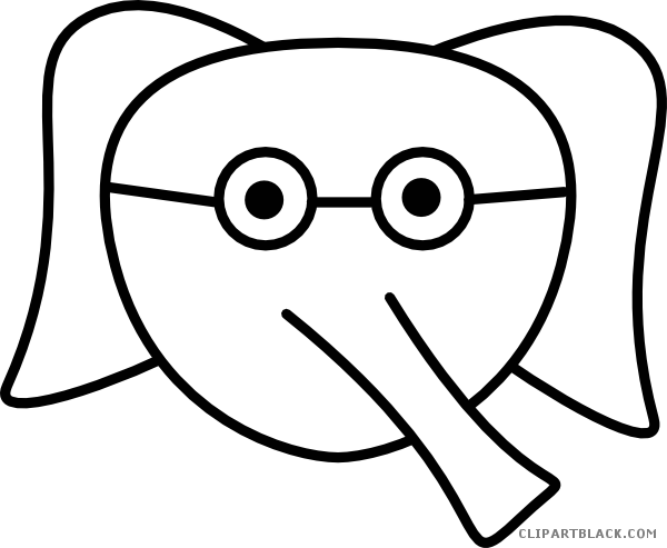Elephant Face Animal Free Black White Clipart Images - .com (600x493)