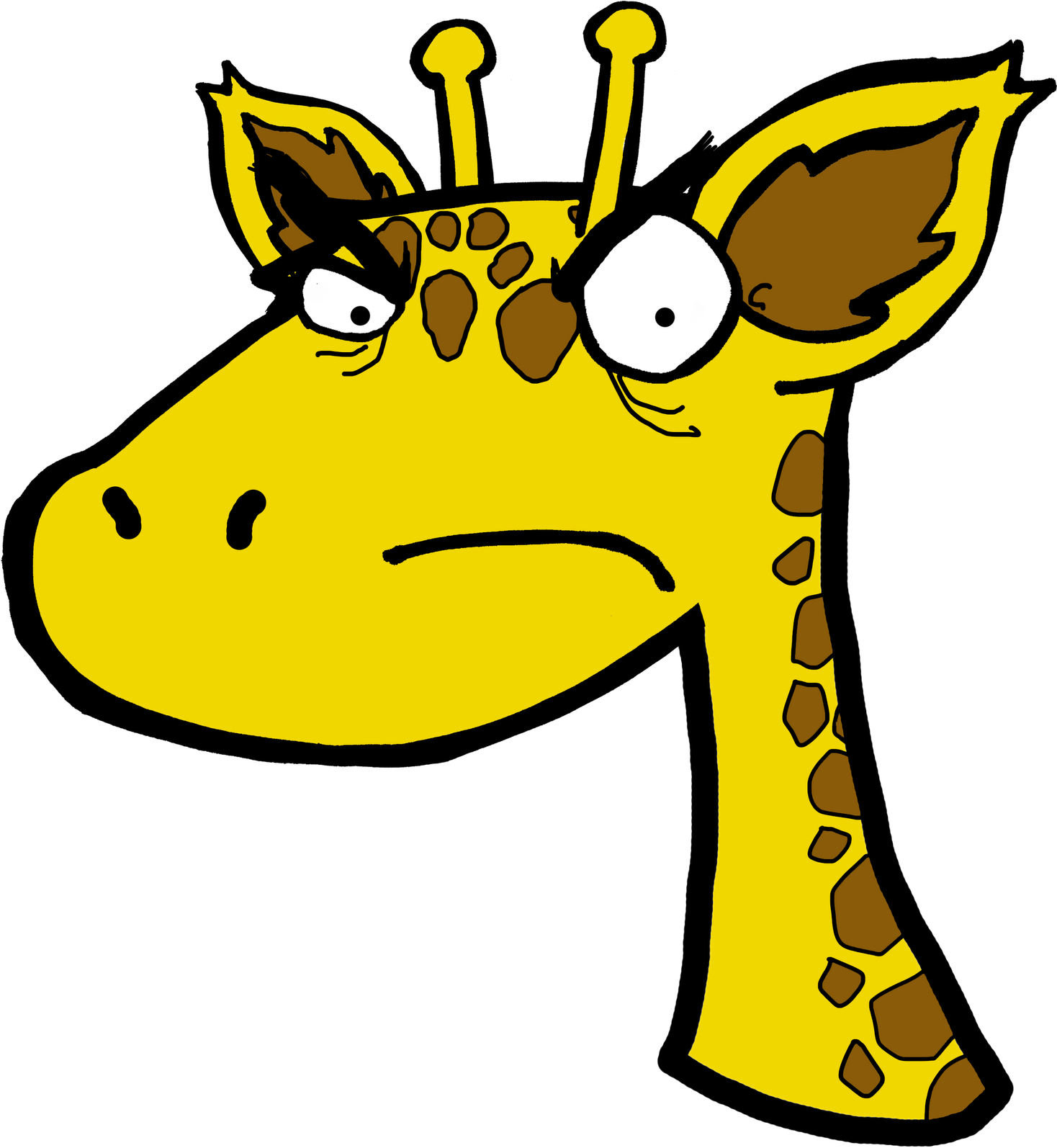 Cartoon Animal Faces - Angry Giraffe Clipart (1467x1600)