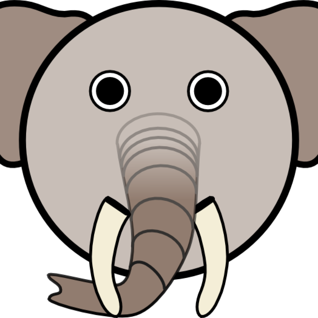 Elephant Face Clipart Elephant With Rounded Face Clip - Elephant Face Cartoon (1024x1024)