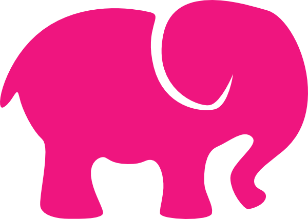 Hot Pink Elephant Clip Art At Clker - Cute Elephant Silhouette (600x427)