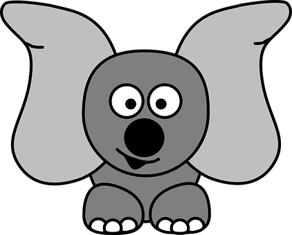 Jug Ears, Elephant, Dumbo, Ears, Grey - Cute Hippo Clipart (422x340)