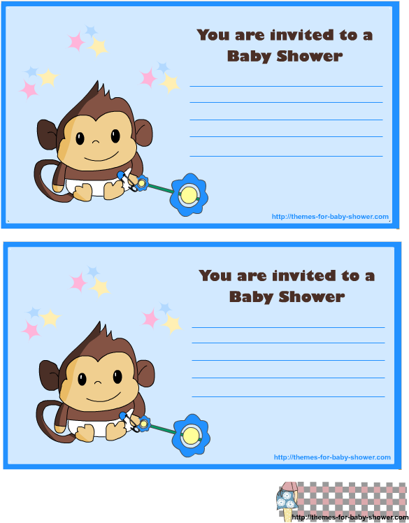 Monkey Baby Shower Kit For Baby Boys Invitations, Cards - Baby Shower (612x792)