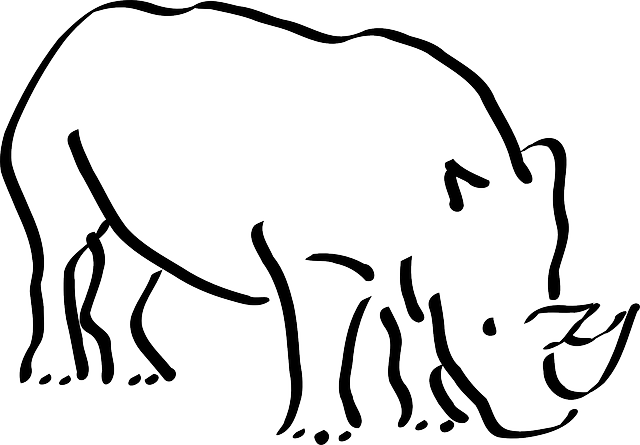 Baby, Head, Sketch, Silhouette, Cartoon, Page - Rhino Cartoon Black And White (640x445)