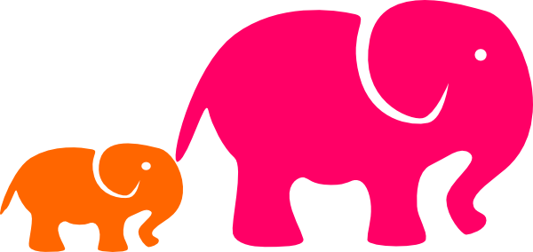 Pink ^ Organge Elephants Clip Art At Clker - Clip Art (600x284)