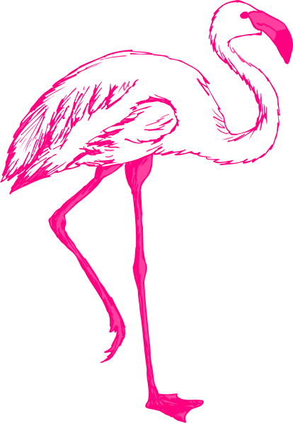 Pink Flamingo Outline Clip Art - Pink Flamingo Outline (414x597)