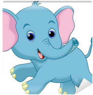 Cute Baby Elephant Cartoon Running Wall Mural • Pixers® - Baby Elephant Running Cartoon (400x400)