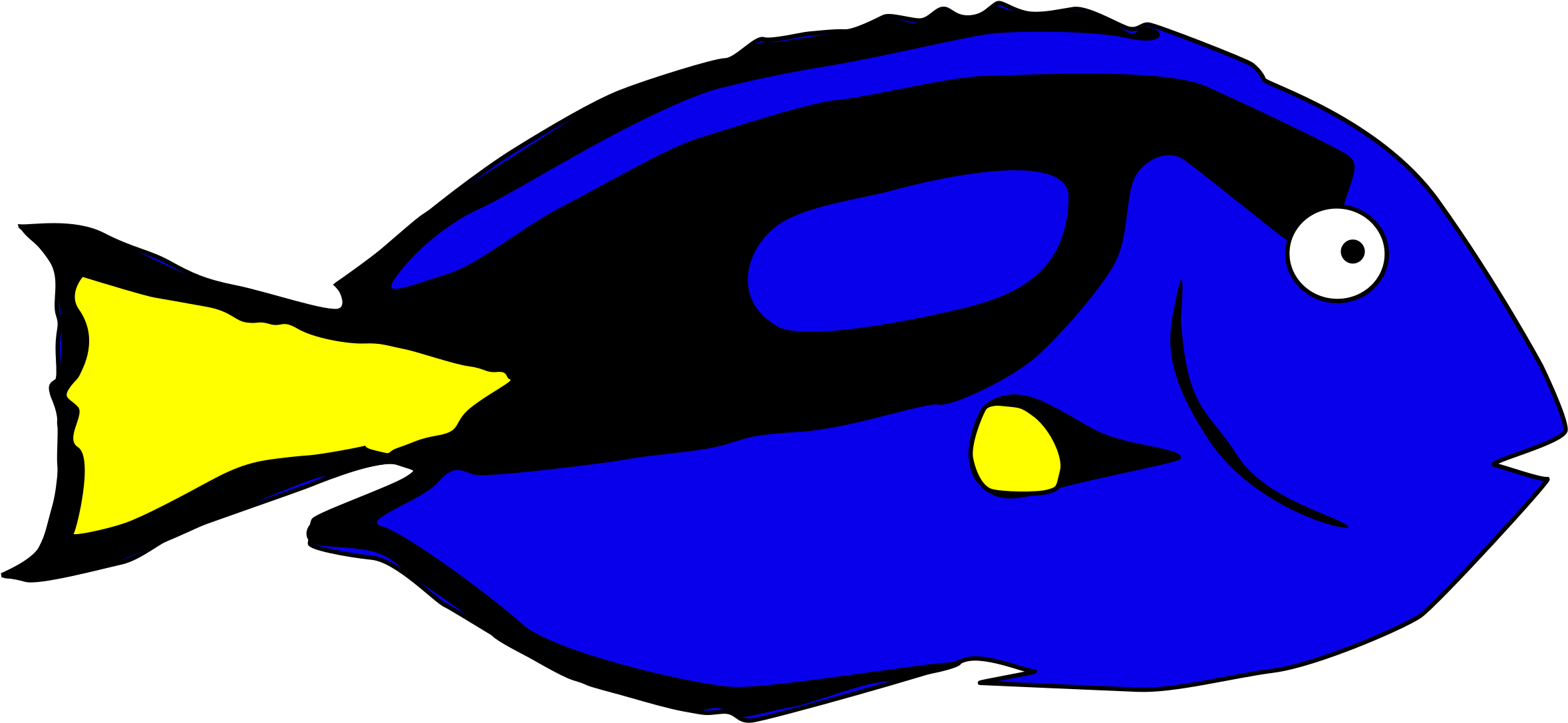 Cool Dory Clip Art - Blue Tang Fish Clipart (2400x1128)