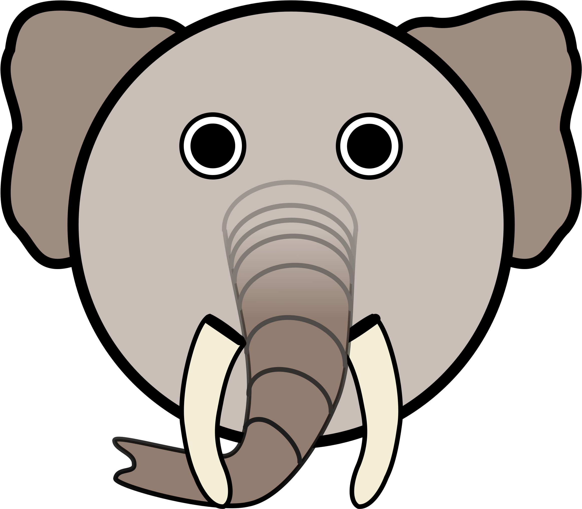 Linuxien Elephant Bclipart - Elephant Cartoon Face (2500x2143)