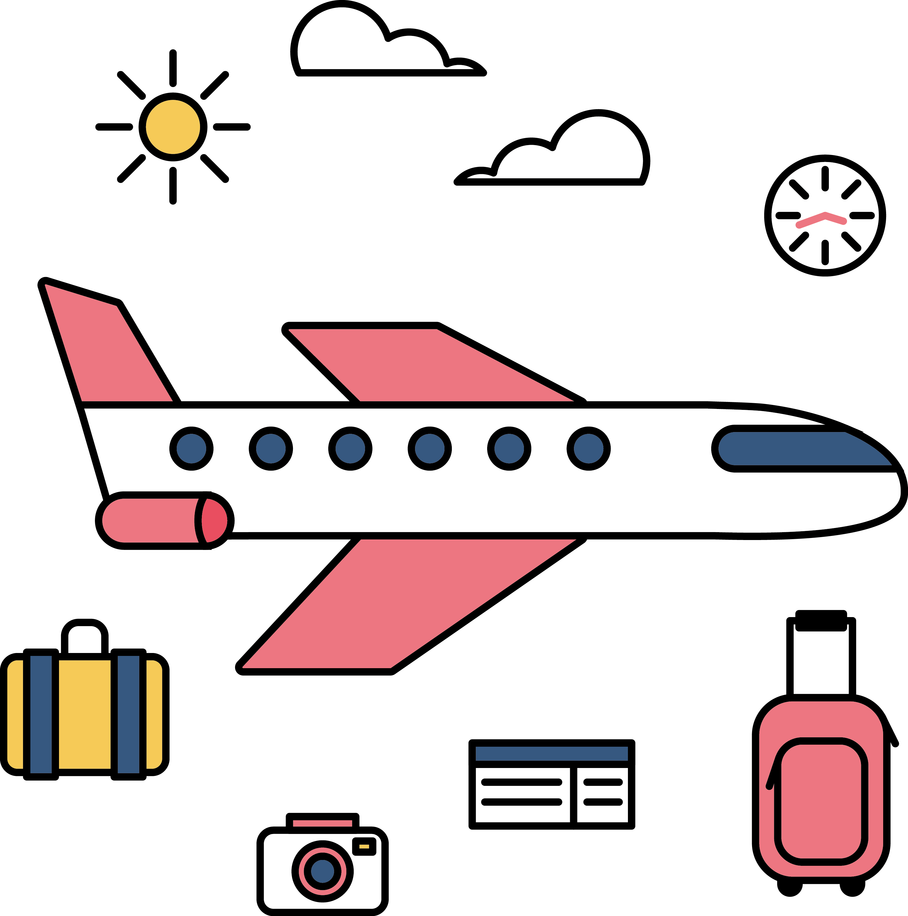 Tourism Motion Graphics Clip Art - Airplane Around The World Cartoon (3109x3138)
