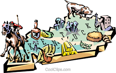 Kentucky Vignette Map Royalty Free Vector Clip Art - Horse Racing Clip Art (480x303)