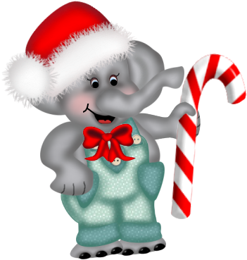 Christmas Elephant Clip Art - Клипарты Детские Новогодние (393x396)
