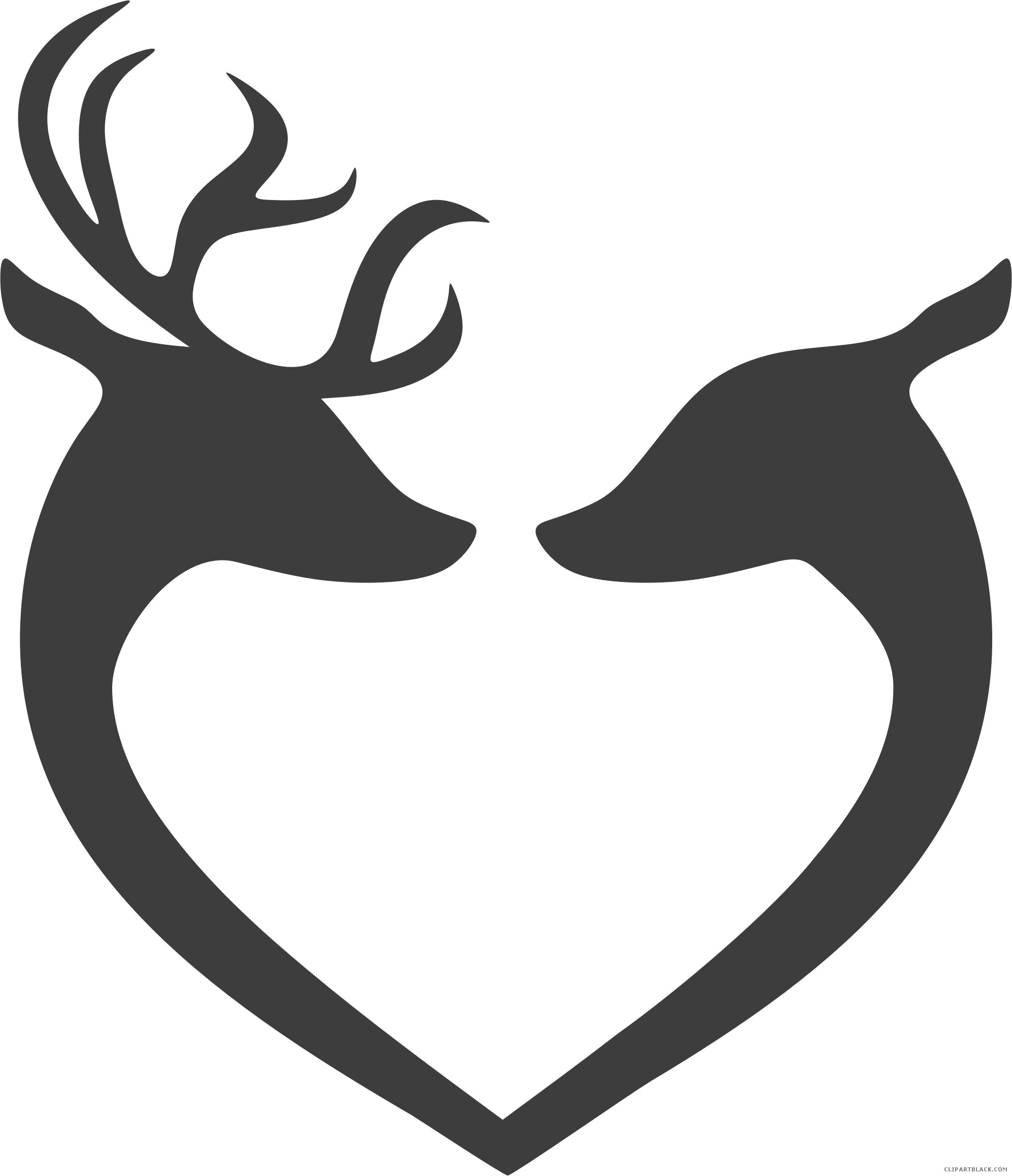 Deer Silhouette Animal Free Black White Clipart Images - Deer Couple Silhouette (1994x2316)