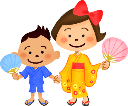 Children In Yukata - Yukata (422x350)