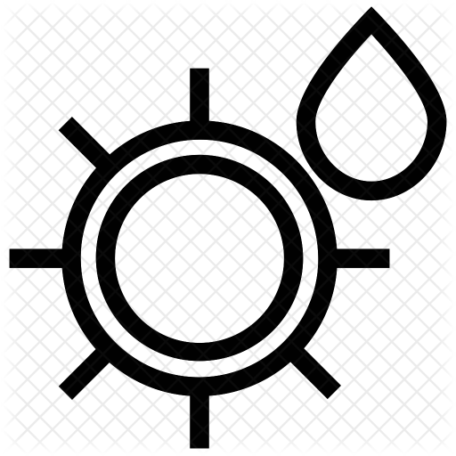 Sun With Rain Drop Icon - Gas Well Map Symbol (512x512)